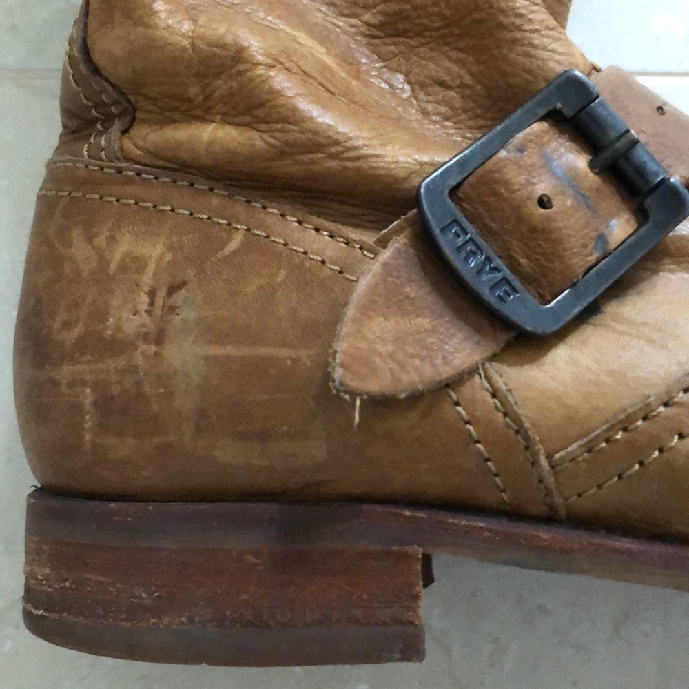 Frye Veronica Slouch Boots Camel Leather Size 8.5 - Picture 6 of 8